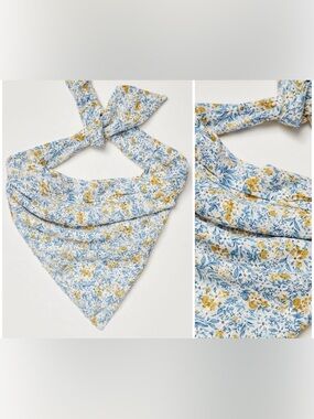 NWT Free People Curried Myrrh Honey Hair Scarf - Cerulian - one size $118 MSRP